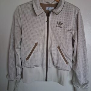 Adidas Women's Cream Bomber Jacket with Perforated Design